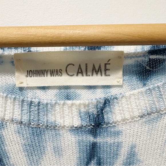 Johnny Was Calme Pima Cotton Modal Blend Tie Dye Sweater Size Small Blue White - Picture 5 of 11